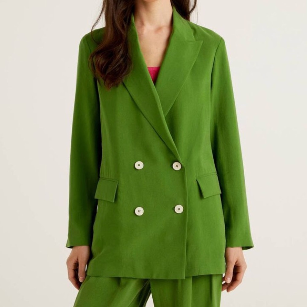 United Colors of Benetton - Flowy green double-breasted jacket